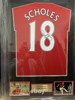 Signed PAUL SCHOLES Manchester United shirt in GOOD frame COA £249