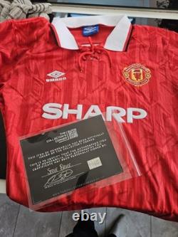 Signed Retro Manchester United 1992 94 Home Shirt Signed by Steve Bruce + COA