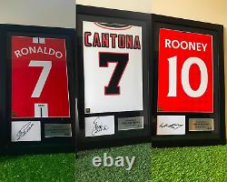 Signed Rooney, Cantona, Ronaldo Reds in Manchester Bundle Home shirt Print