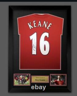 Signed Roy Keane Manchester United shirt in a Ready To Hang frame COA £229