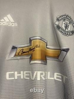 Signed Sir Bobby Charlton, Manchester United Adidas Third Kit, 2017/2018. COA