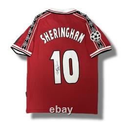 Signed TEDDY SHERINGHAM Manchester United Retro Football Shirt COA & Proof
