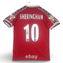Signed Teddy Sheringham Manchester United Retro Football Shirt Proof/COA TREBLE