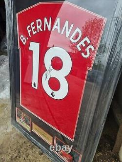Signed and framed Bruno Fernandes Manchester United home shirt
