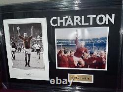 Sir Bobby Charlton Signed Framed Photo Print Manchester United England 1966