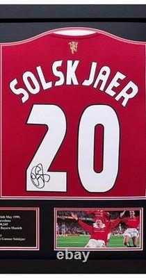 Solskjaer & Sheringham Hand Signed Shirts Duel Framed Manchester United COA