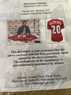 Solskjaer & Sheringham Hand Signed Shirts Duel Framed Manchester United COA