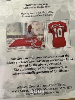 Solskjaer & Sheringham Hand Signed Shirts Duel Framed Manchester United COA