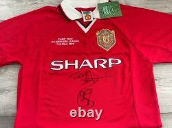 Teddy Sheringham Ole Gunnar Solskjaer Signed Manchester United 1999 Treble Shirt