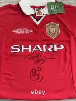 Teddy Sheringham Ole Gunnar Solskjaer Signed Manchester United 1999 Treble Shirt