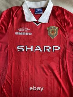 Teddy Sheringham Signed XL Mens Manchester United Shirt 1999 Champions League
