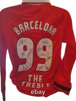 Treble 99 Barcelona Shirt Signed By 11 Of The Manchester United Team