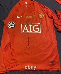Wayne Rooney Manchester United Champions League Final 2008 Hand Signed Shirt+coa
